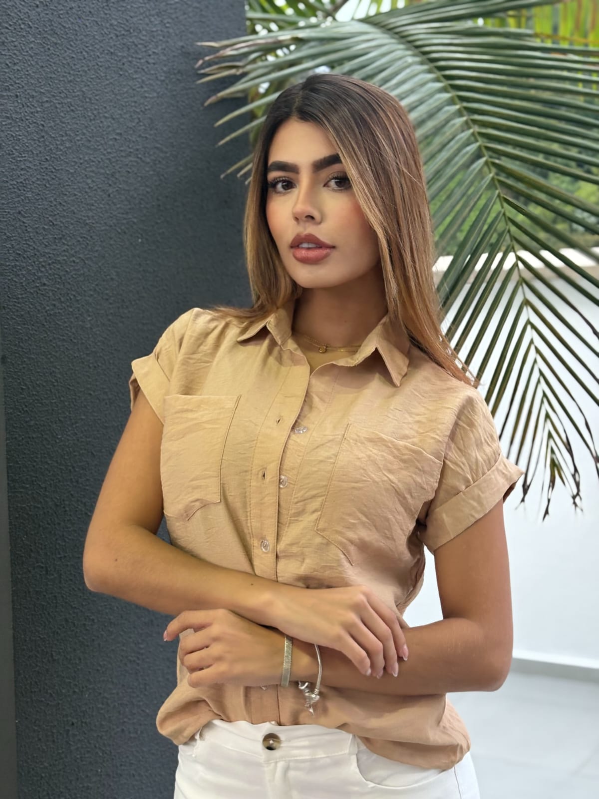 Blusa manga rangla seda crepe