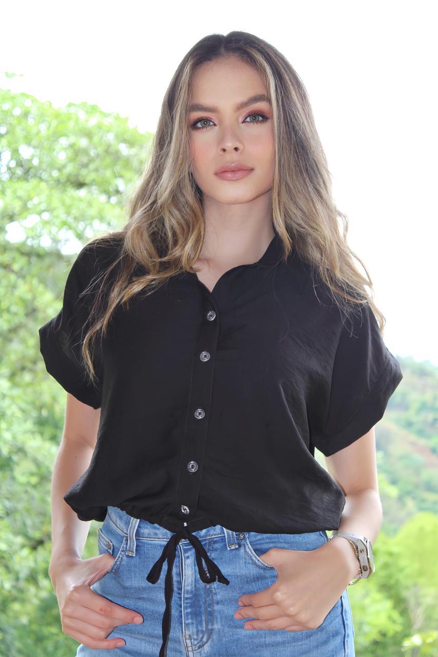 Blusa seda crepe cordon