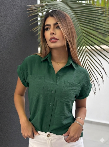 Blusa manga rangla seda crepe