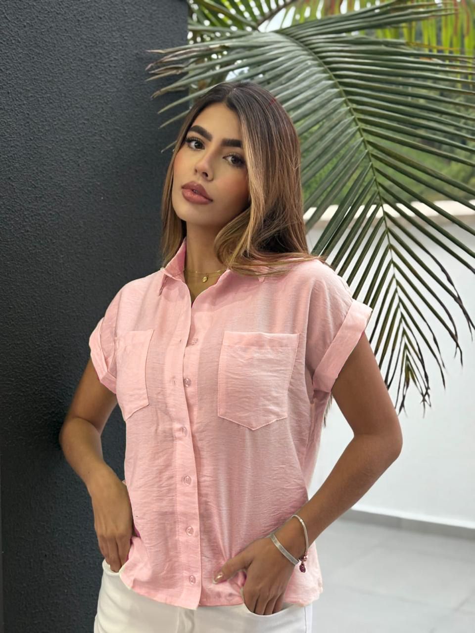 Blusa manga rangla seda crepe