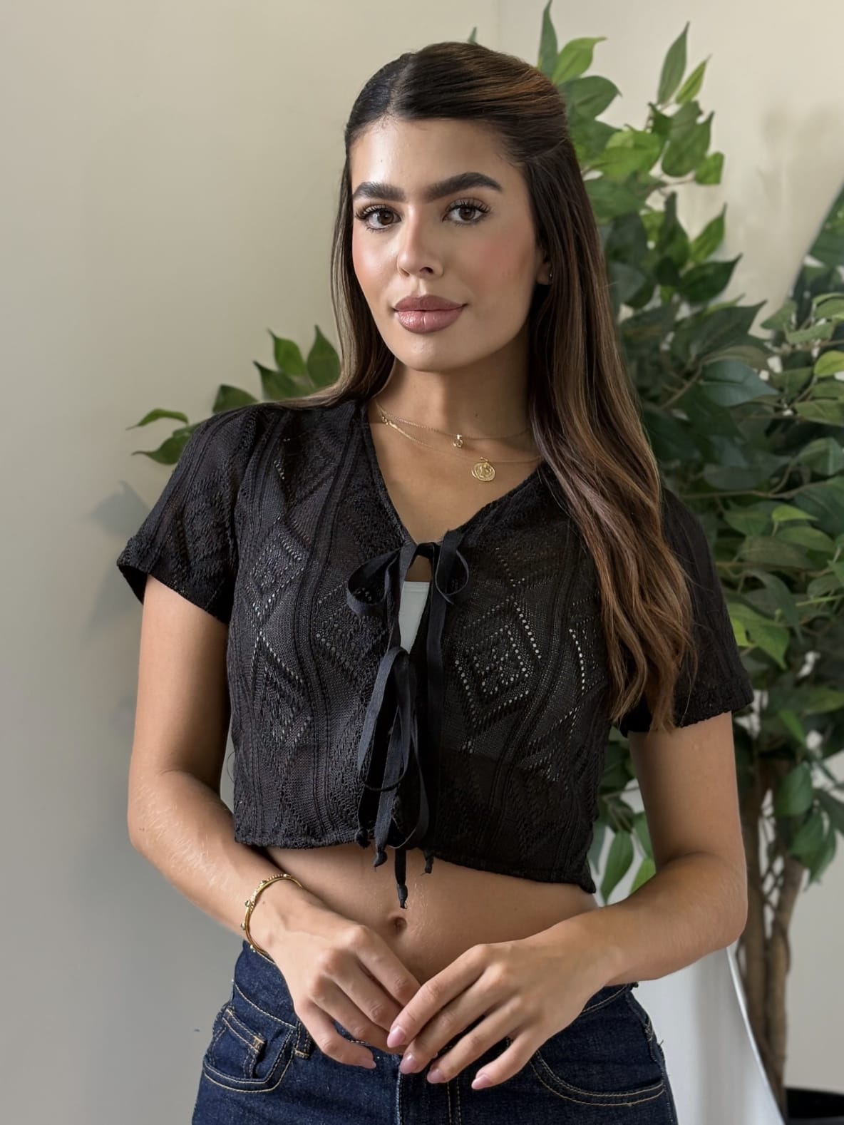 DUO DAMA TEJIDO AMARRAR ADELANTE